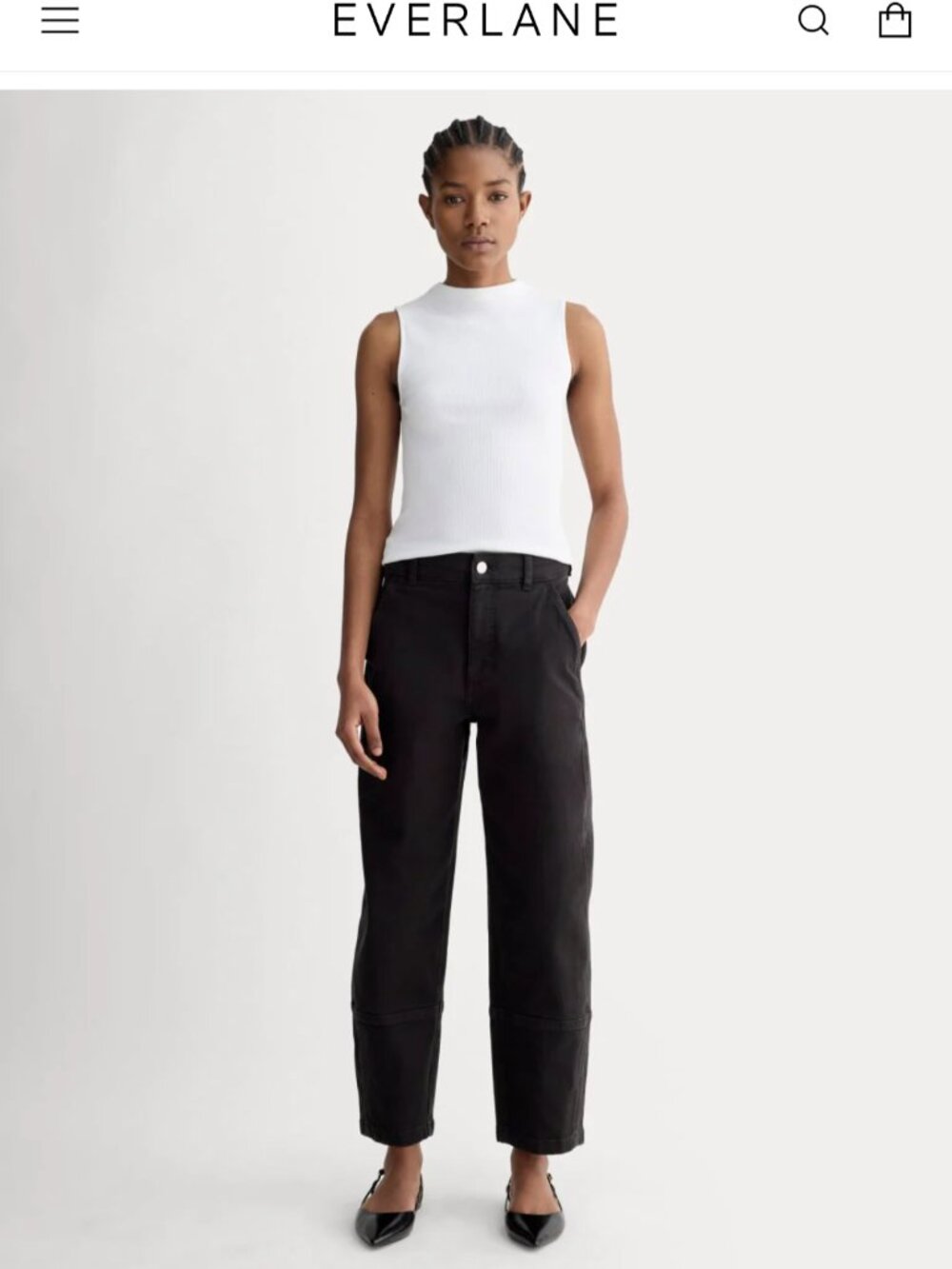 Everlane Utility Barrel Pant, 4R, (Black)